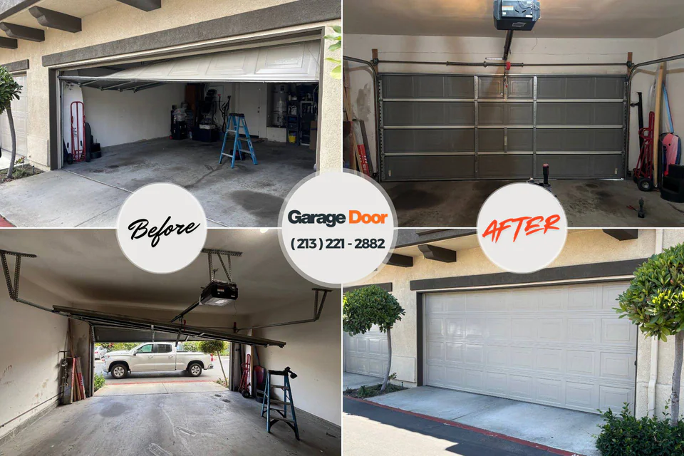 Before and after: garage door repair Rockcreek, OR